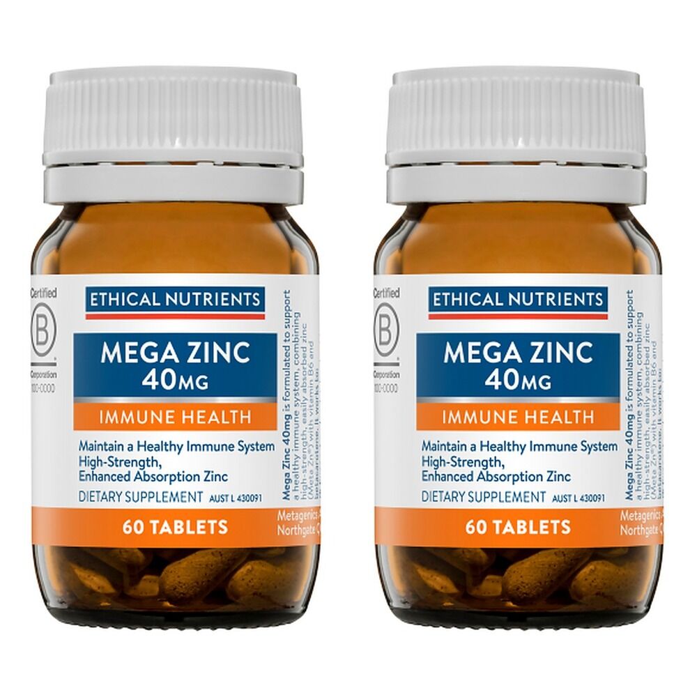 Ethical Nutrients Mega Zinc 40mg 60 Tablets Pack of 2