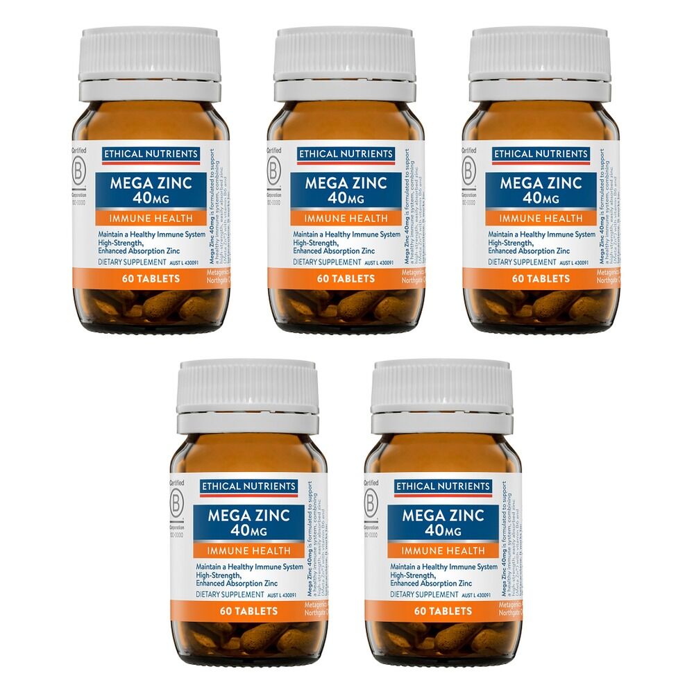 Ethical Nutrients Mega Zinc 40mg 60 Tablets Pack of 5
