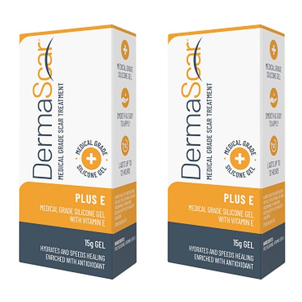 DermaScar Plus E 10% Vitamin E Silicone Gel 15g Pack of 2