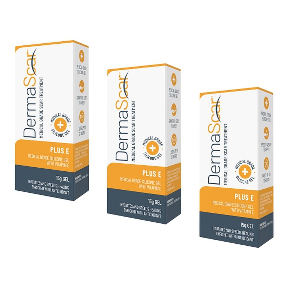 DermaScar Plus E 10% Vitamin E Silicone Gel 15g Pack of 3