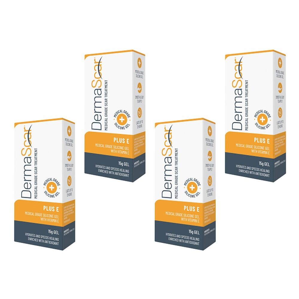 DermaScar Plus E 10% Vitamin E Silicone Gel 15g Pack of 4