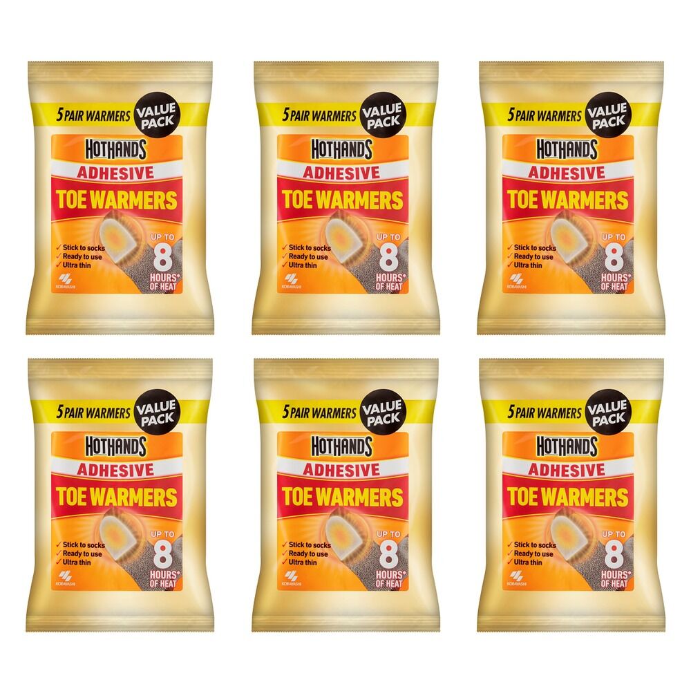 Hot Hands Adhesive Toe Warmers 5 Pairs x 4 Bundle of 6