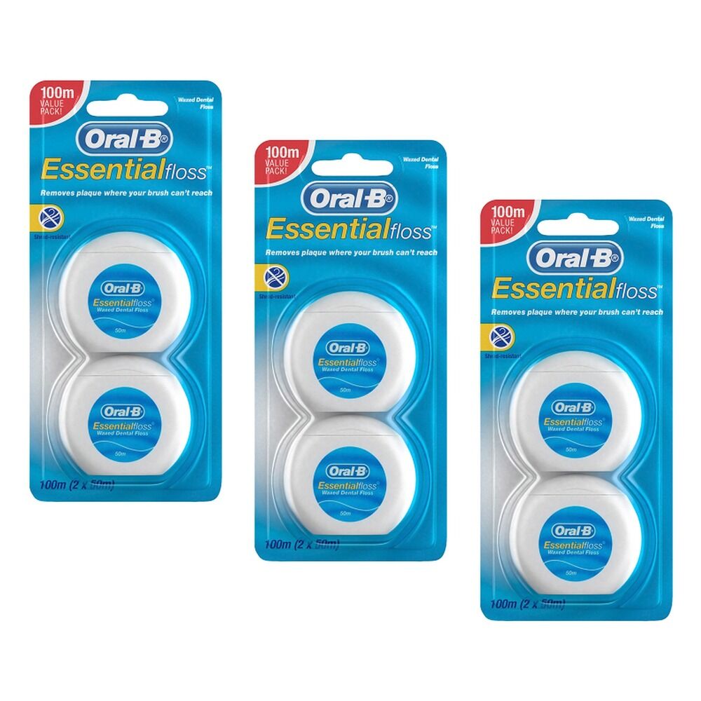 Oral-B Essential Dental Floss 50m 2 Pack Bundle of 3