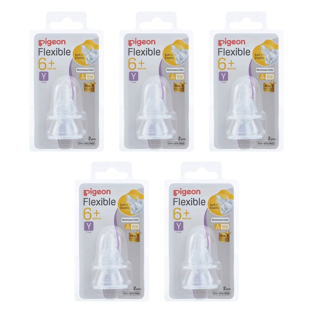 Pigeon Teat Slim Neck Y-Cut 2 Pack Bundle of 5