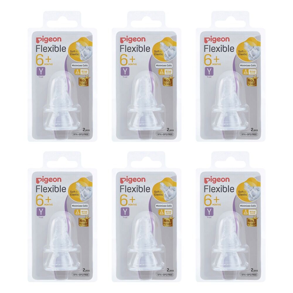 Pigeon Teat Slim Neck Y-Cut 2 Pack Bundle of 6