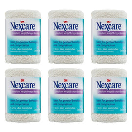 Nexcare Medium Crepe Bandage White 7.5cm x 1.6m Pack of 6