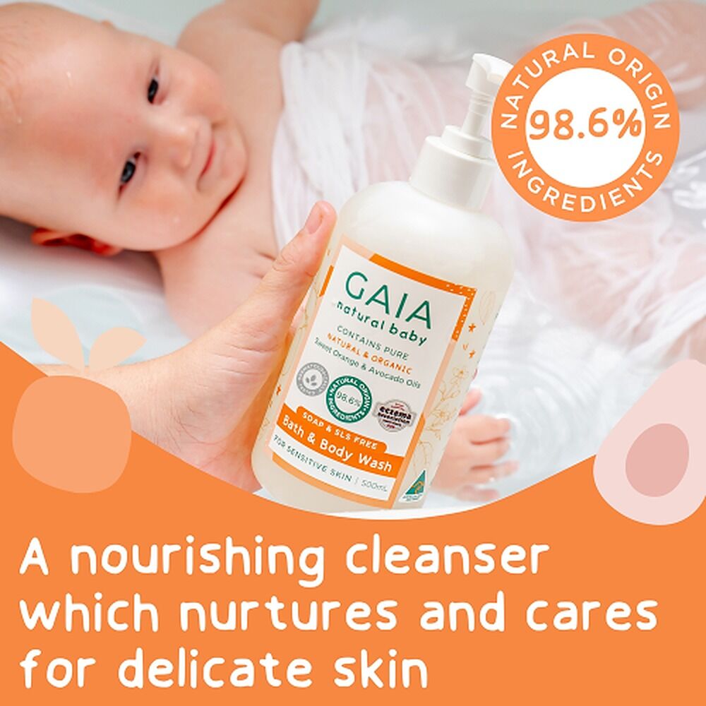 GAIA Natural Baby Bath & Body Wash 500mL