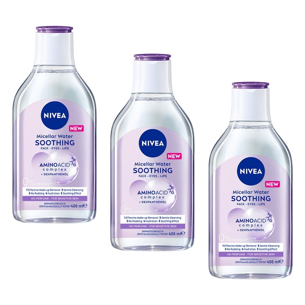 NIVEA Micellar Water Soothing 400mL Pack of 3