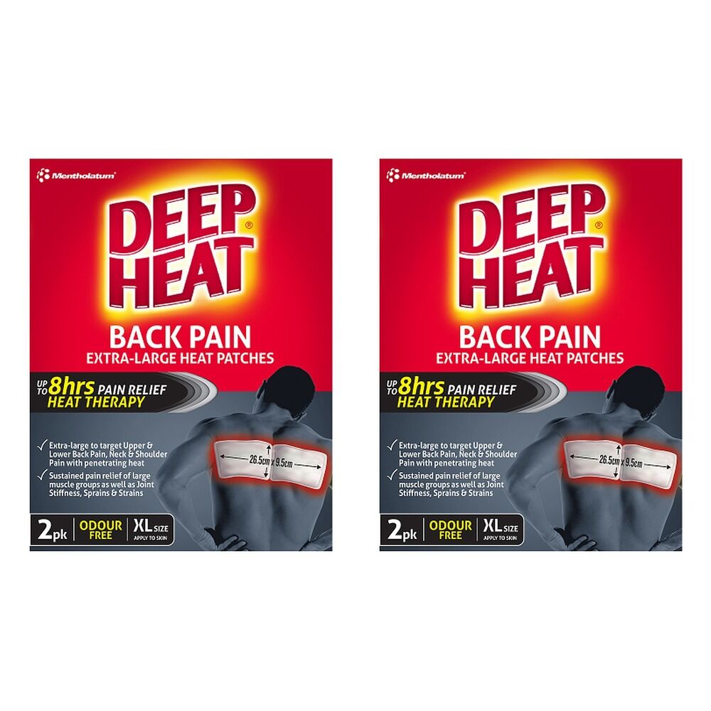 Deep Heat Back Pain Extra Large Heat Patches 2 Pack Bundle of 2