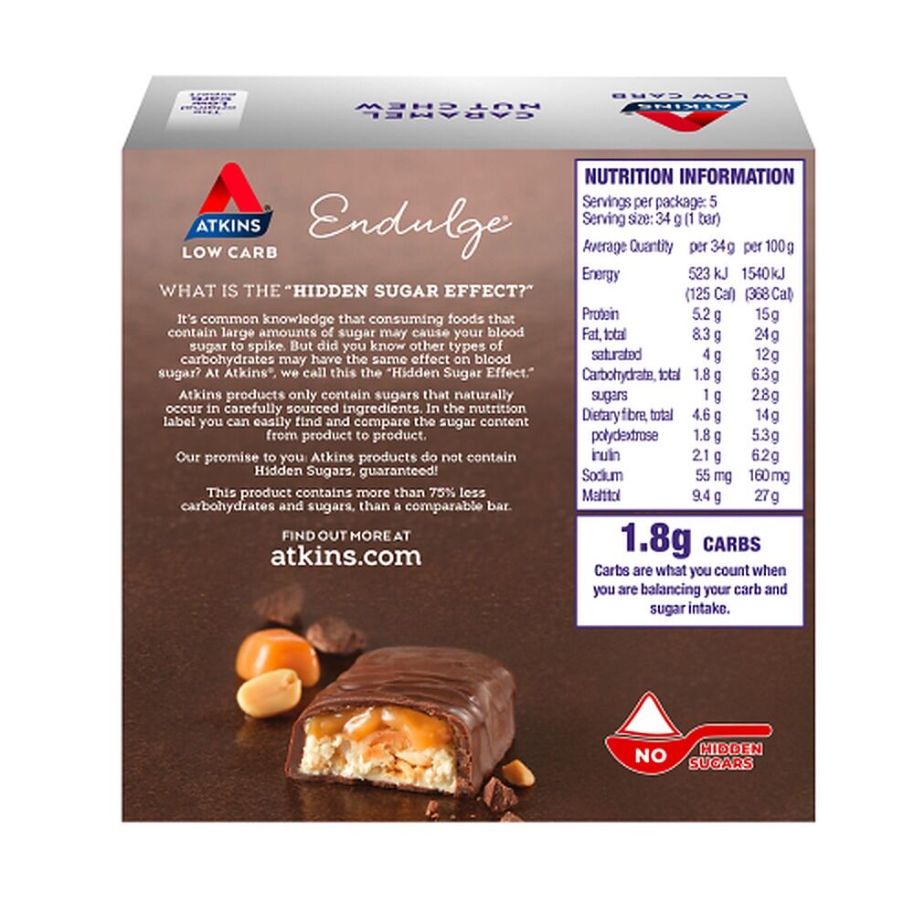 Atkins Endulge Low Sugar Caramel Nut Chew Bar 5 Pack