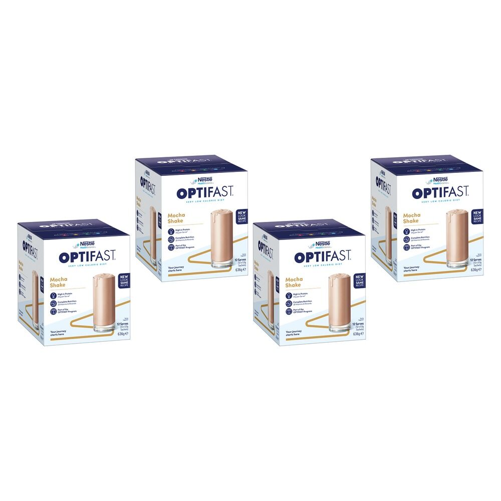 Optifast VLCD Shake Mocha 12 Pack Bundle of 4
