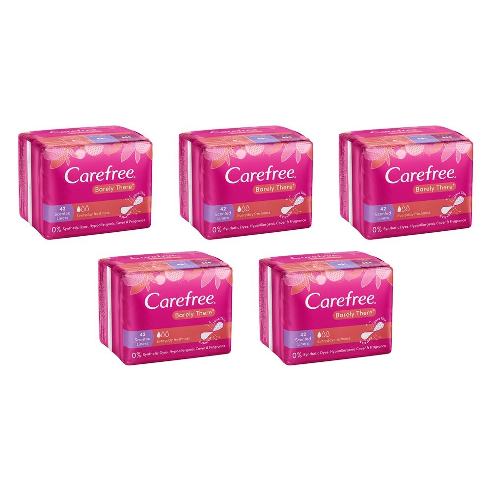 Carefree Barely There Shower Fresh Liners 42 Pack x 12 Bundle of 5