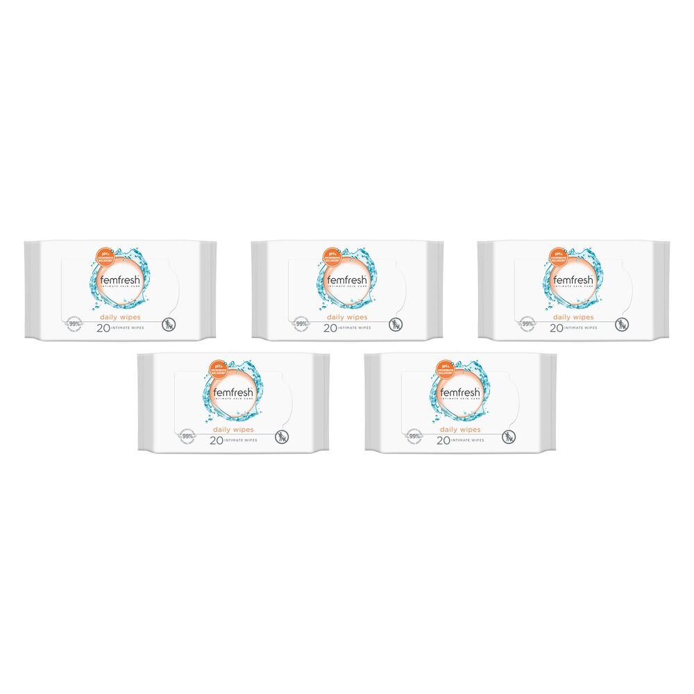 Femfresh Daily Intimate Wipes 20 Pack Bundle of 5