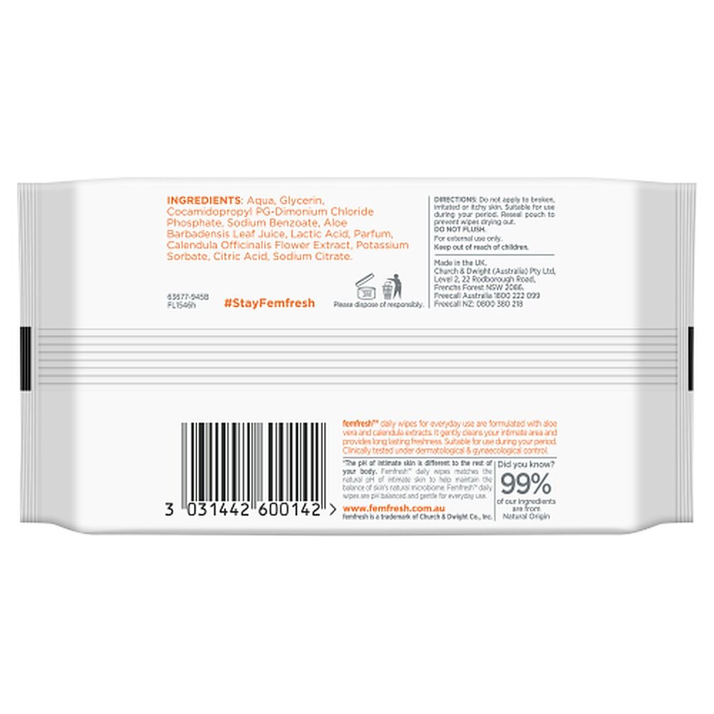 Femfresh Daily Intimate Wipes 20 Pack