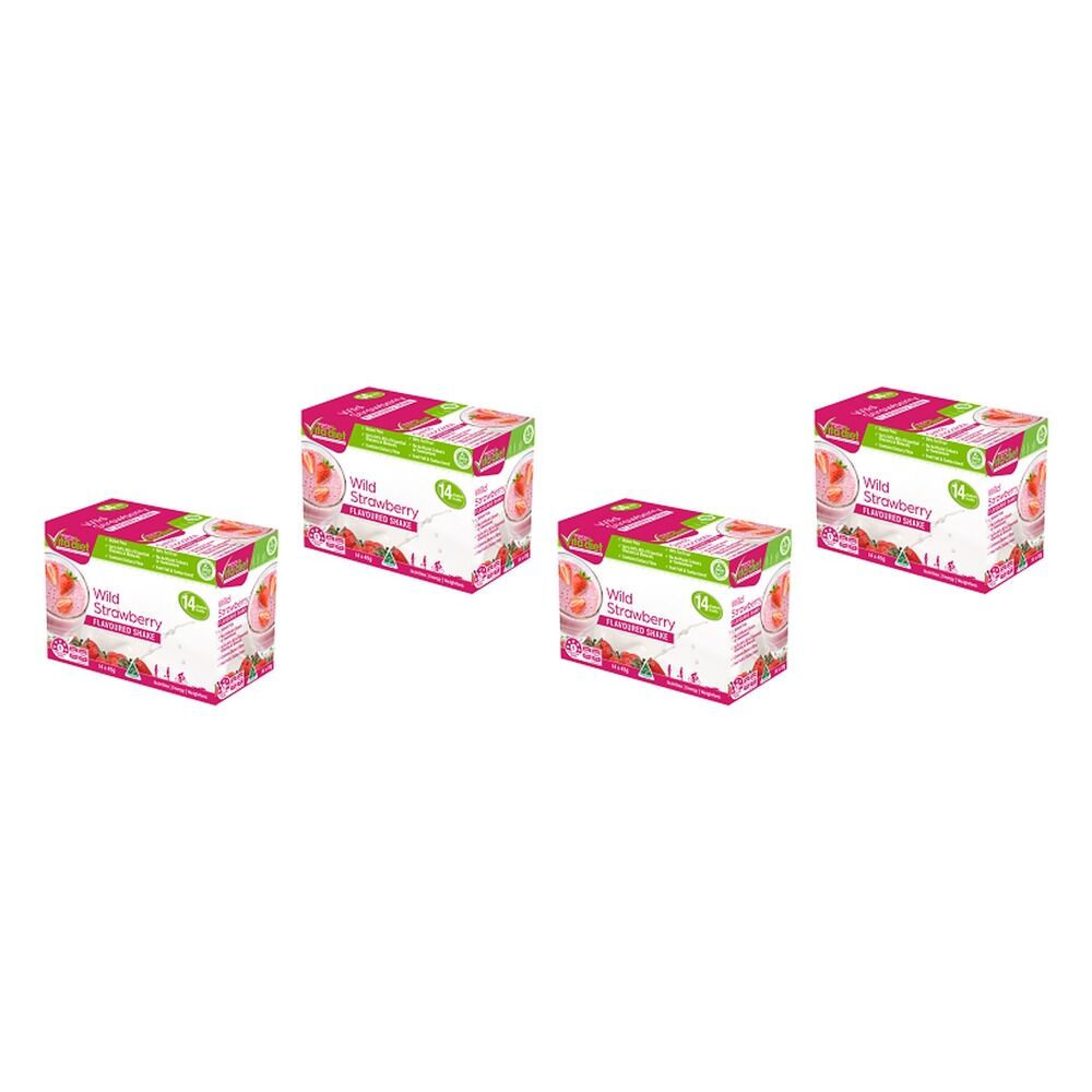 Vita Diet Strawberry Shake 14 Pack Bundle of 4