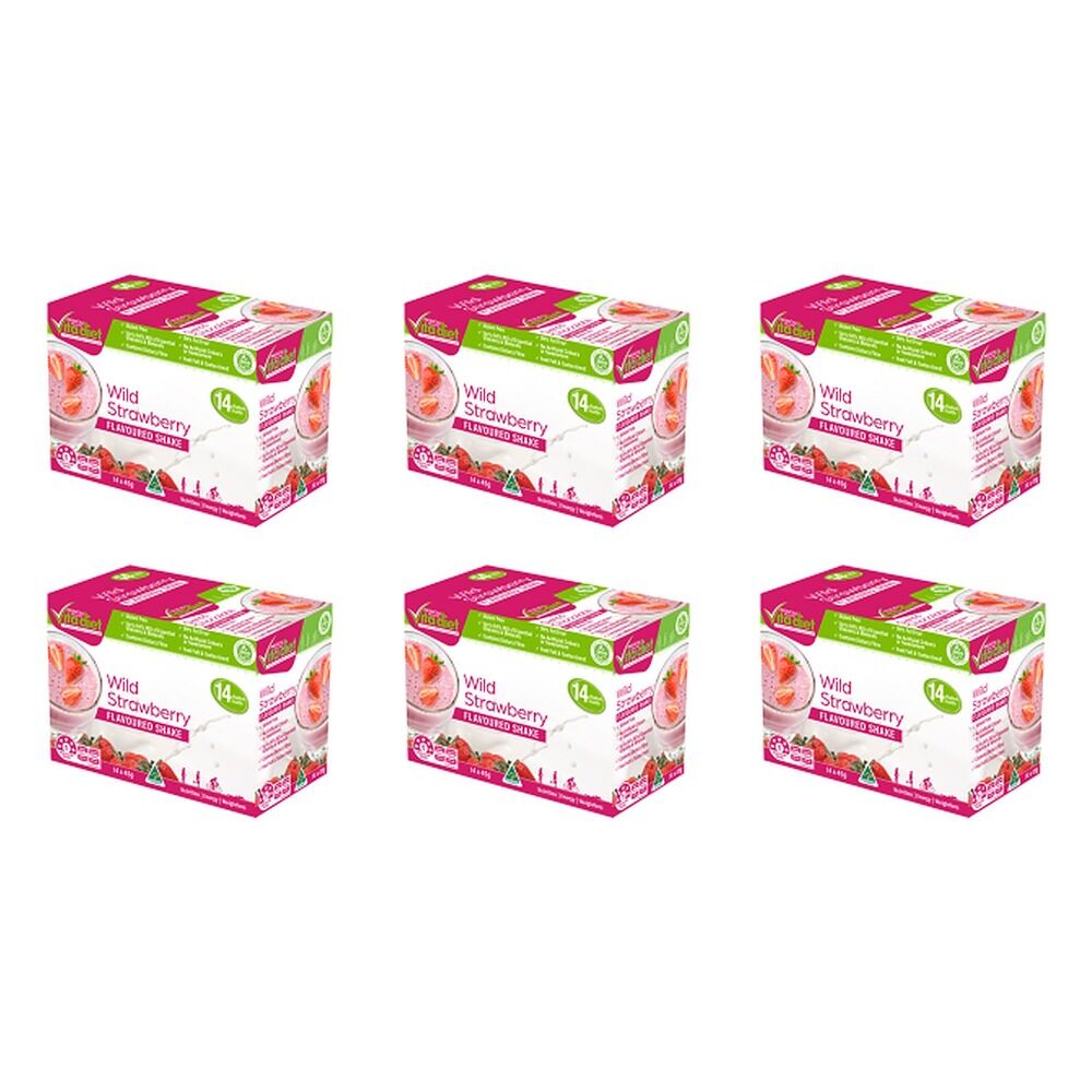 Vita Diet Strawberry Shake 14 Pack Bundle of 6