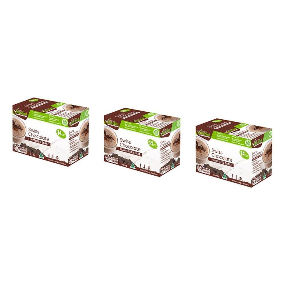 Vita Diet Swiss Chocolate Shake 14 Pack Bundle of 3