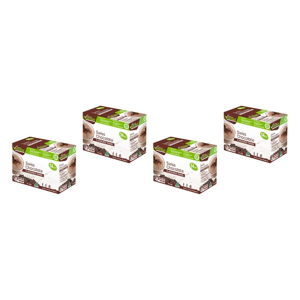 Vita Diet Swiss Chocolate Shake 14 Pack Bundle of 4