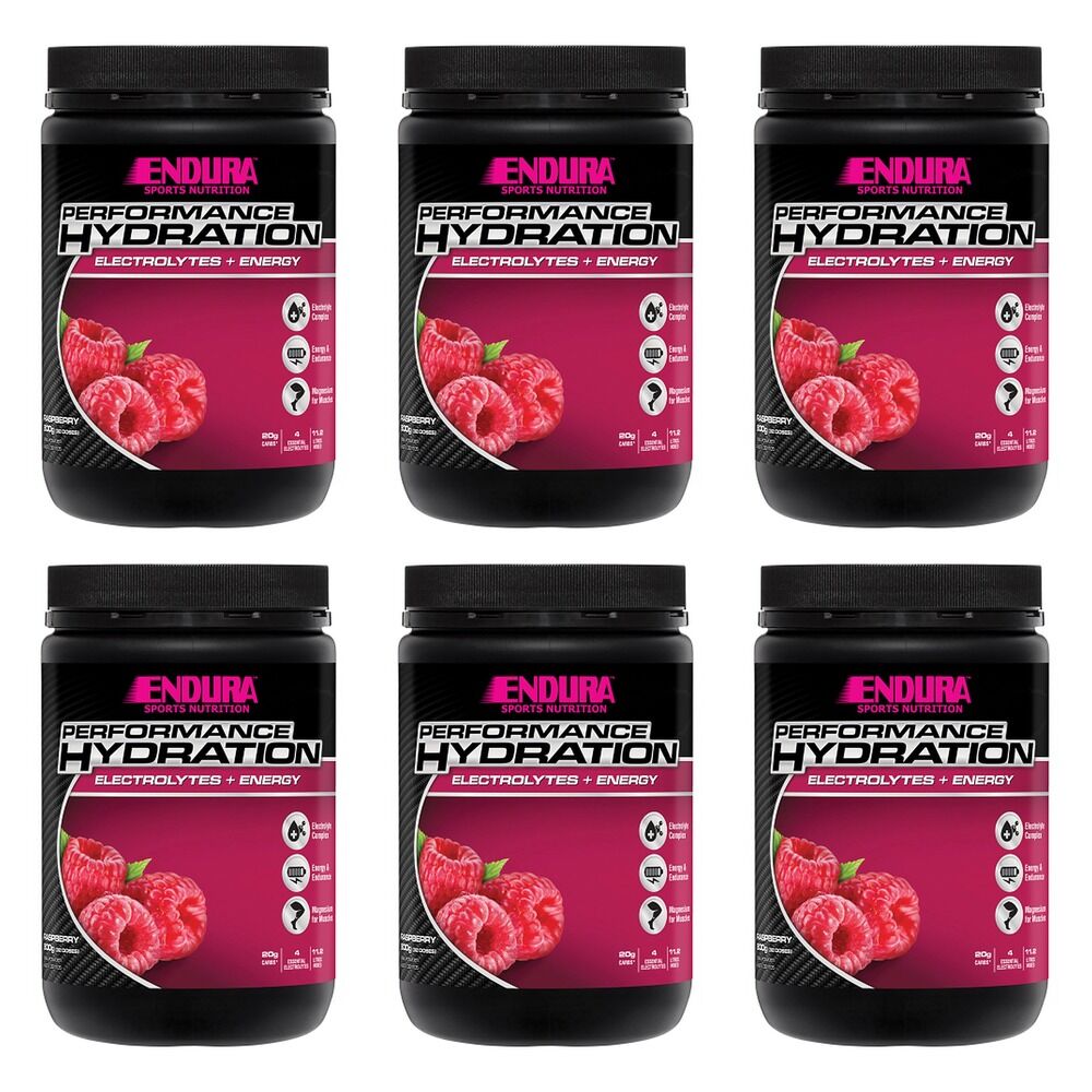 Endura Performance Hydration Electrolytes + Energy Raspberry 800g Pack of 6
