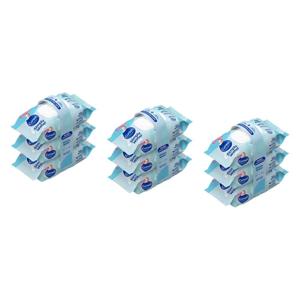 Curash Simply Water Baby Wipes 3 x 80 Pack Bundle of 3
