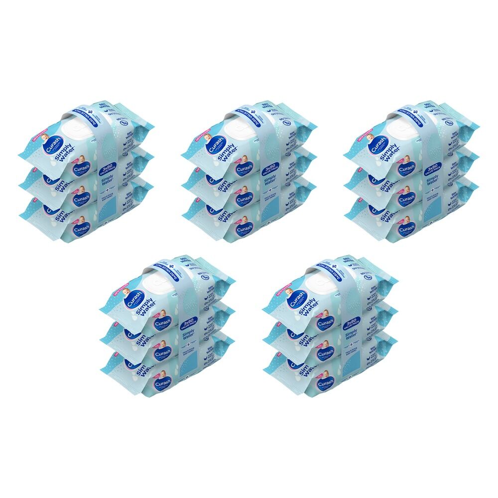 Curash Simply Water Baby Wipes 3 x 80 Pack Bundle of 5