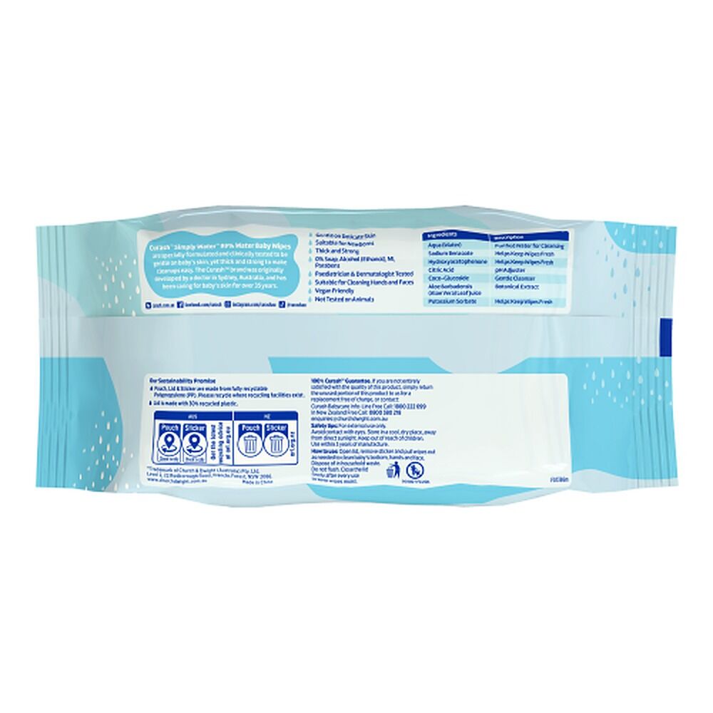 Curash Simply Water Baby Wipes 3 x 80 Pack