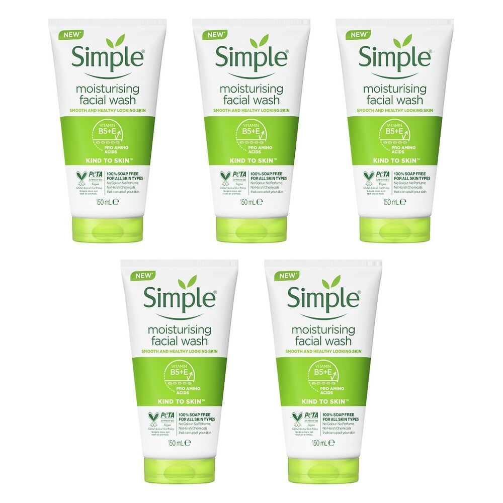 Simple Kind To Skin Moisturising Facial Wash 150mL Pack of 5