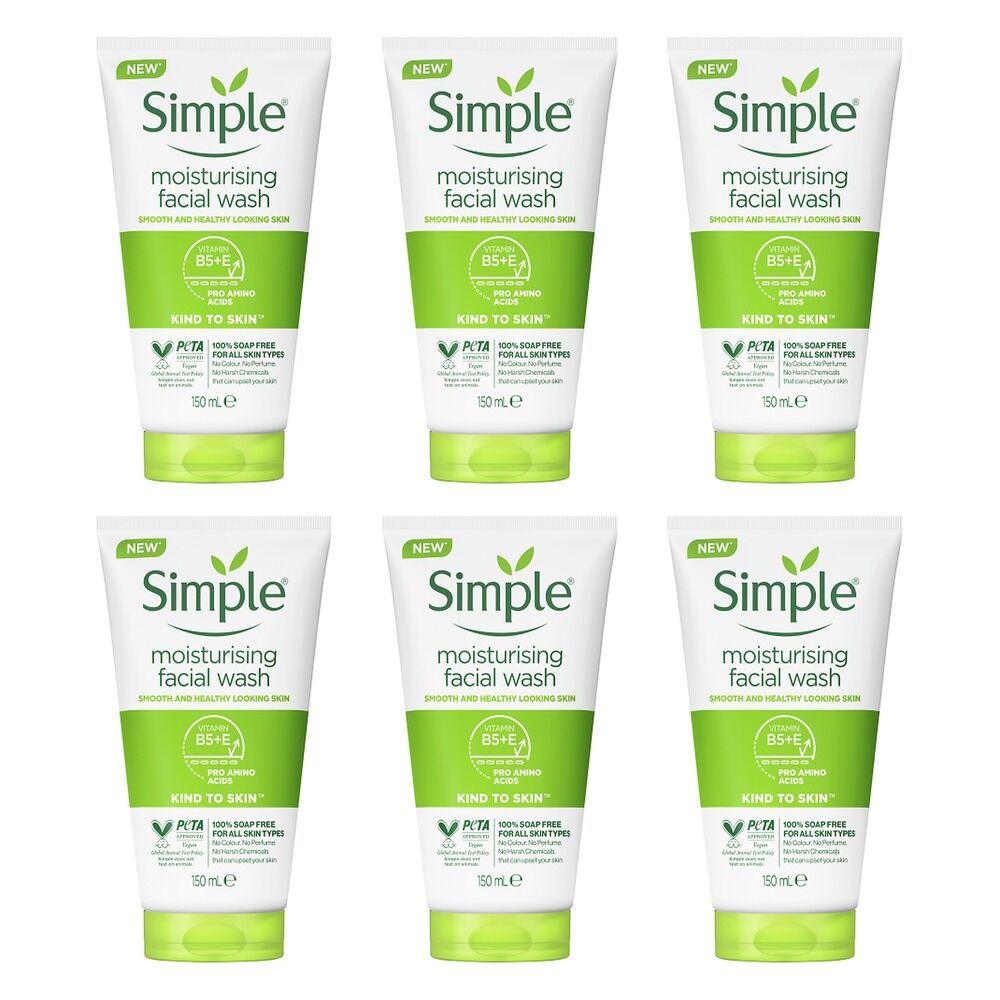 Simple Kind To Skin Moisturising Facial Wash 150mL Pack of 6