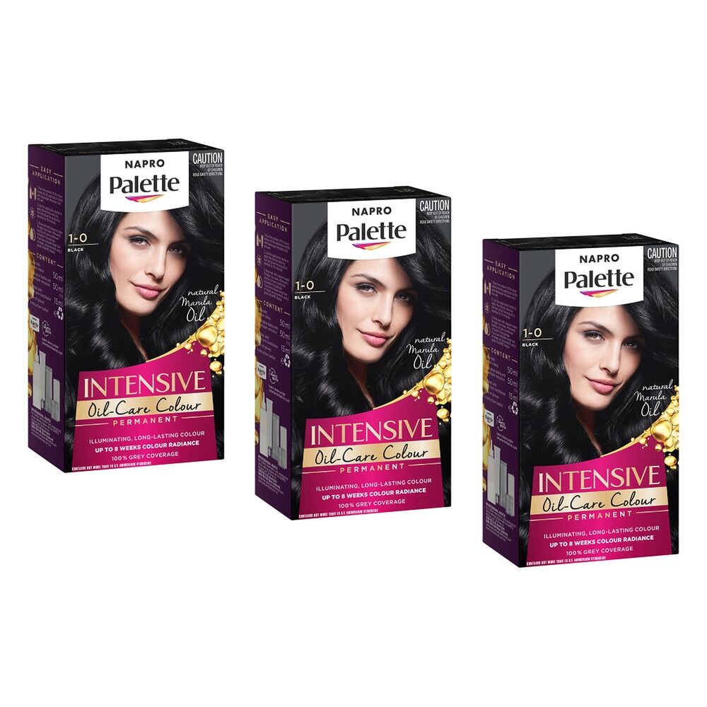 Napro Palette Permanent Creme Colour 1-0 Black x 3 Bundle of 3