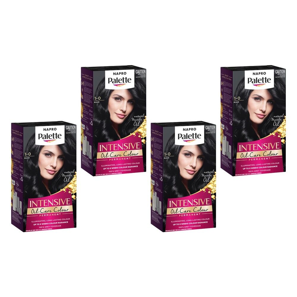Napro Palette Permanent Creme Colour 1-0 Black x 3 Bundle of 4