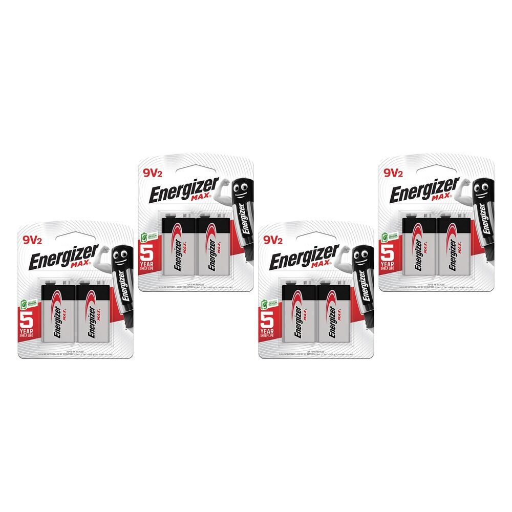 Energizer MAX 9V Alkaline Batteries 2 Pack Bundle of 4