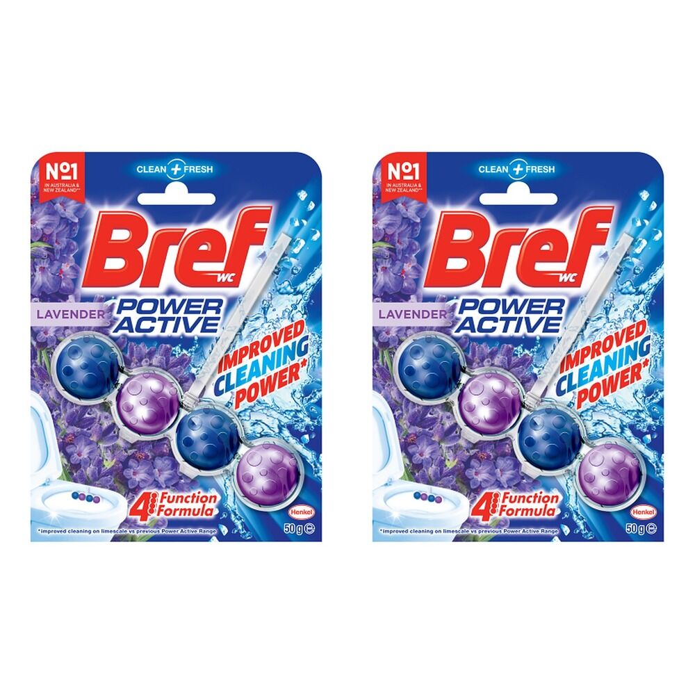 Bref Power Active Lavender Field Rim Block Toilet Cleaner 50g x 6 Bundle of 2