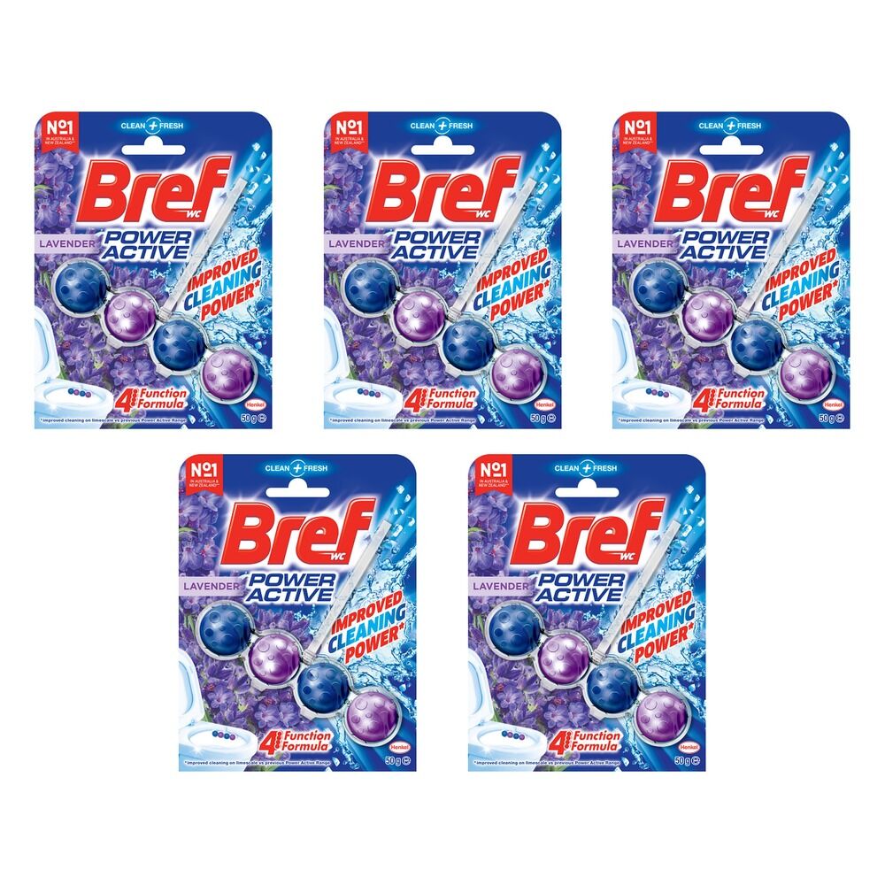 Bref Power Active Lavender Field Rim Block Toilet Cleaner 50g x 6 Bundle of 5