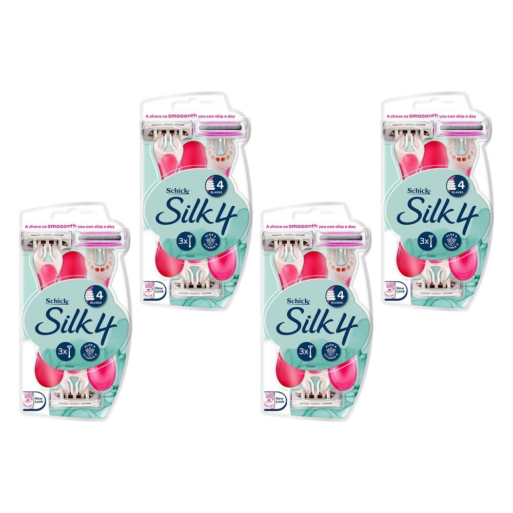 Schick Silk 4 Disposable Razors 3 Pack Bundle of 4