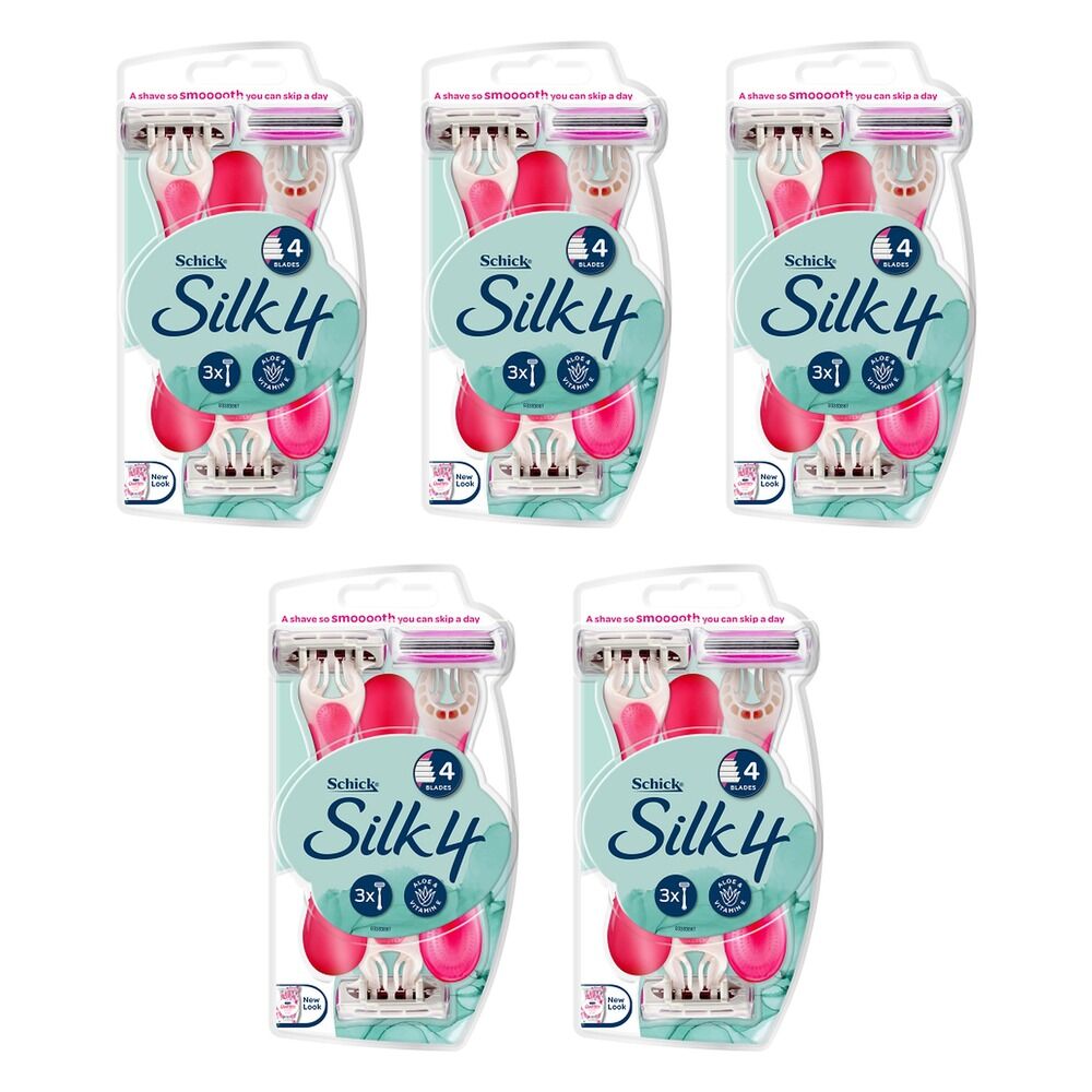 Schick Silk 4 Disposable Razors 3 Pack Bundle of 5