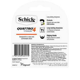 Schick Quattro Titanium 4 Blades Refill 4 Pack