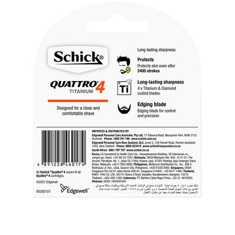 Schick Quattro Titanium 4 Blades Refill 4 Pack