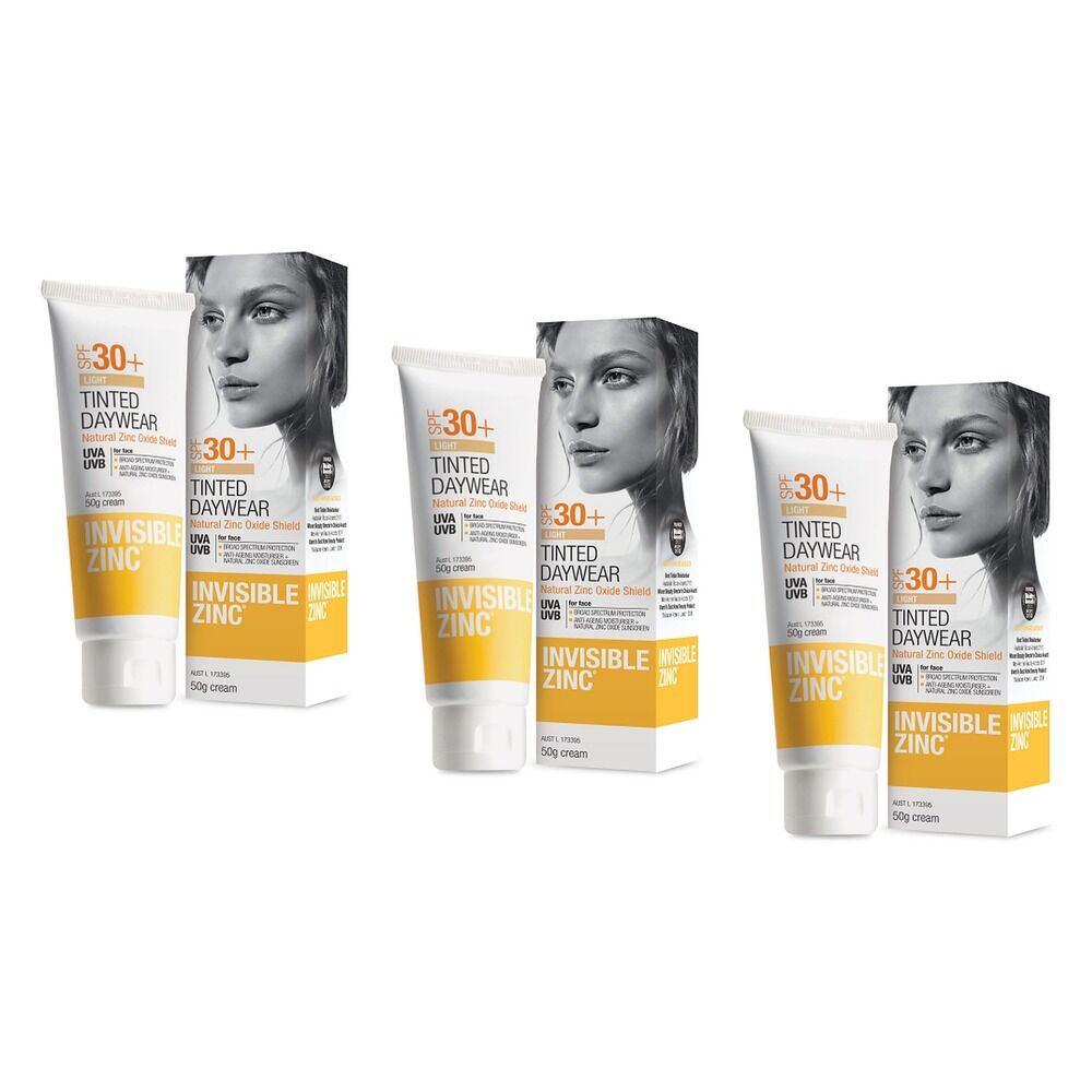 Invisible Zinc Tinted Daywear SPF30+ Light 50g Pack of 3