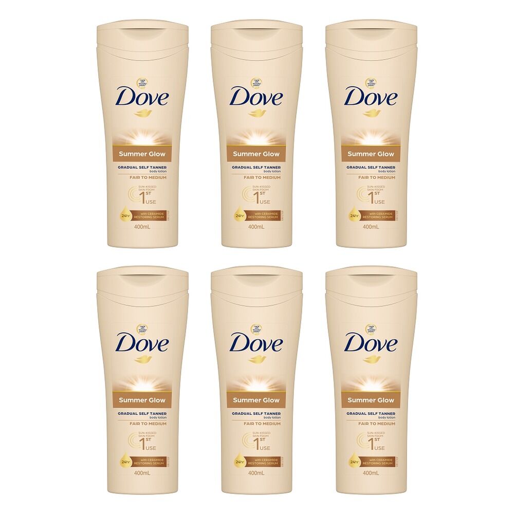 Dove Summerglow Gradual Self Tan Body Lotion, Fair to Medium, 400mL Pack of 6