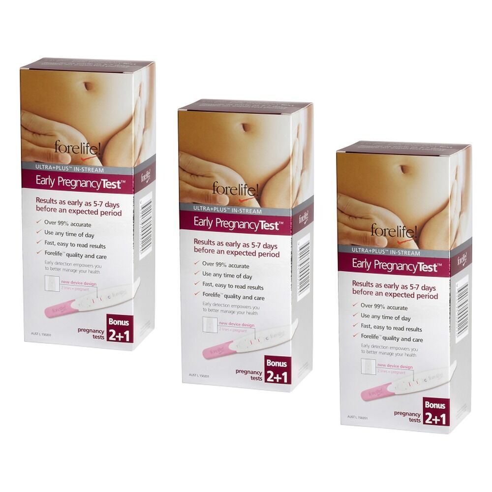 Forelife Ultra Early Pregnancy 2 Plus 1 Test 3 Pack Bundle of 3