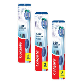 Colgate 360 Deep Clean Toothbrush Medium 2 Pack x 6 Bundle of 3