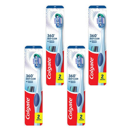 Colgate 360 Deep Clean Toothbrush Medium 2 Pack x 6 Bundle of 4