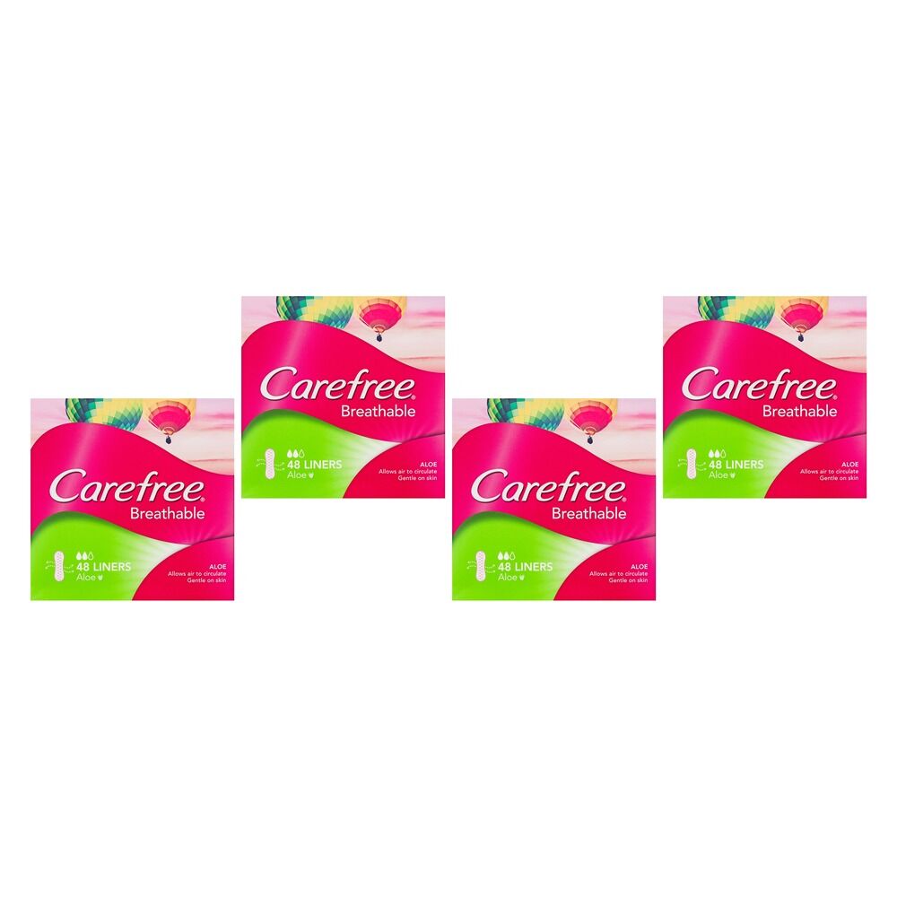 Carefree Breathable Liners with Aloe 48 Pack x 4 Bundle of 4