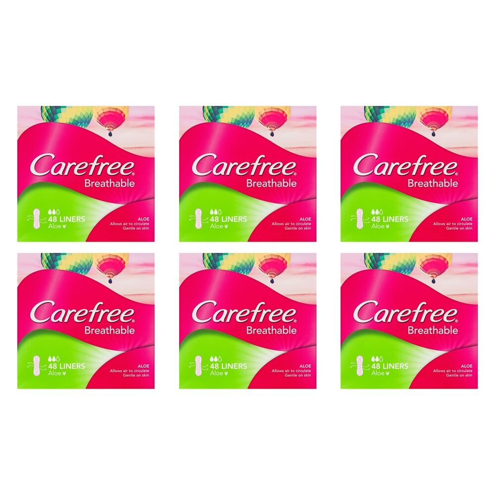 Carefree Breathable Liners with Aloe 48 Pack x 4 Bundle of 6