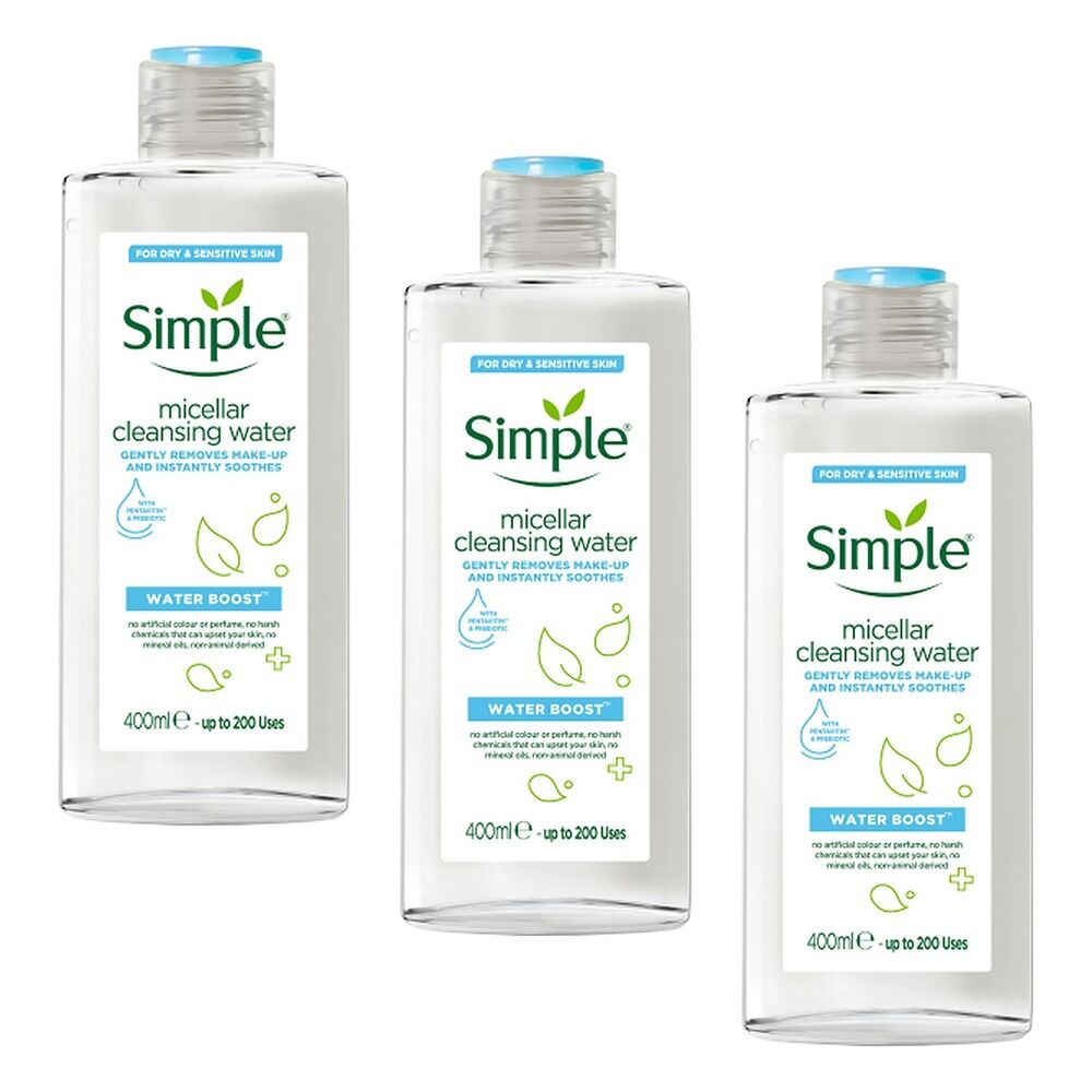 Simple Water Boost Micellar Cleansing Water 400mL Pack of 3