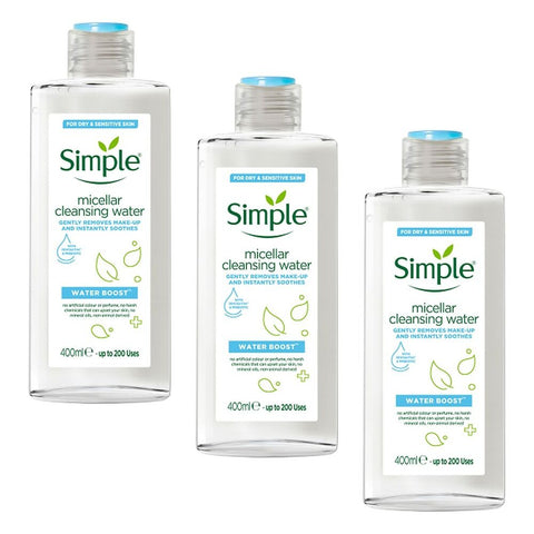 Simple Water Boost Micellar Cleansing Water 400mL Pack of 3