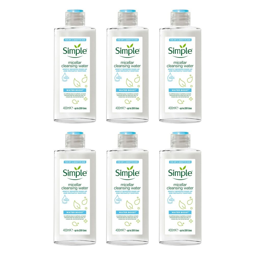 Simple Water Boost Micellar Cleansing Water 400mL Pack of 6