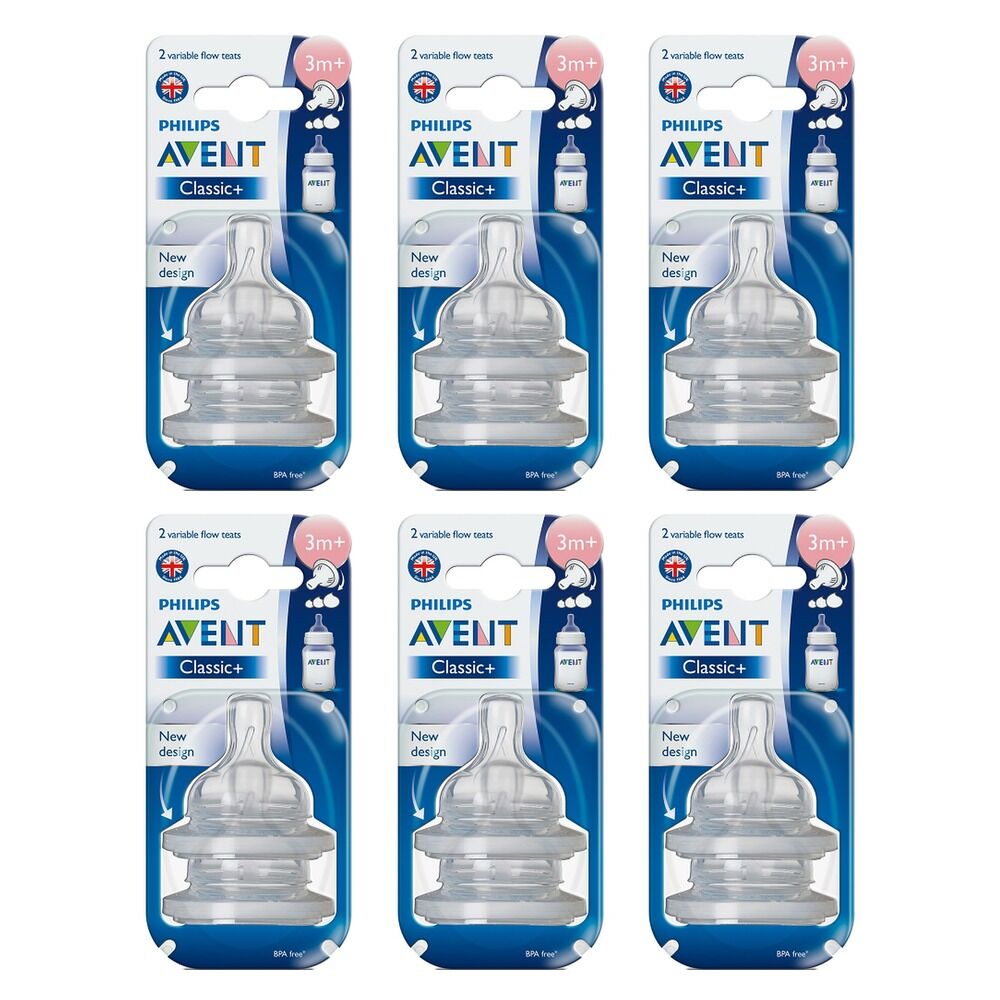 Philips Avent Teat Silicone Medium Flow 2 Pack Bundle of 6