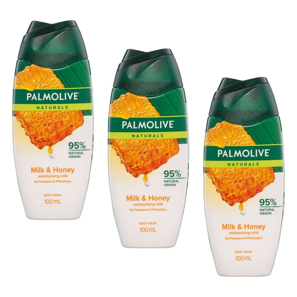 Palmolive Naturals Body Wash Milk & Honey Extracts 100mL x 6 Bundle of 3