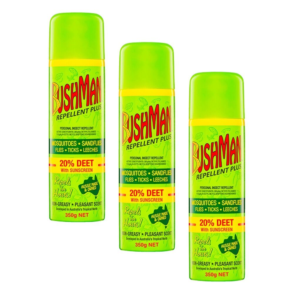 Bushman Repellent Plus 20% DEET with Sunscreen 350g Pack of 3
